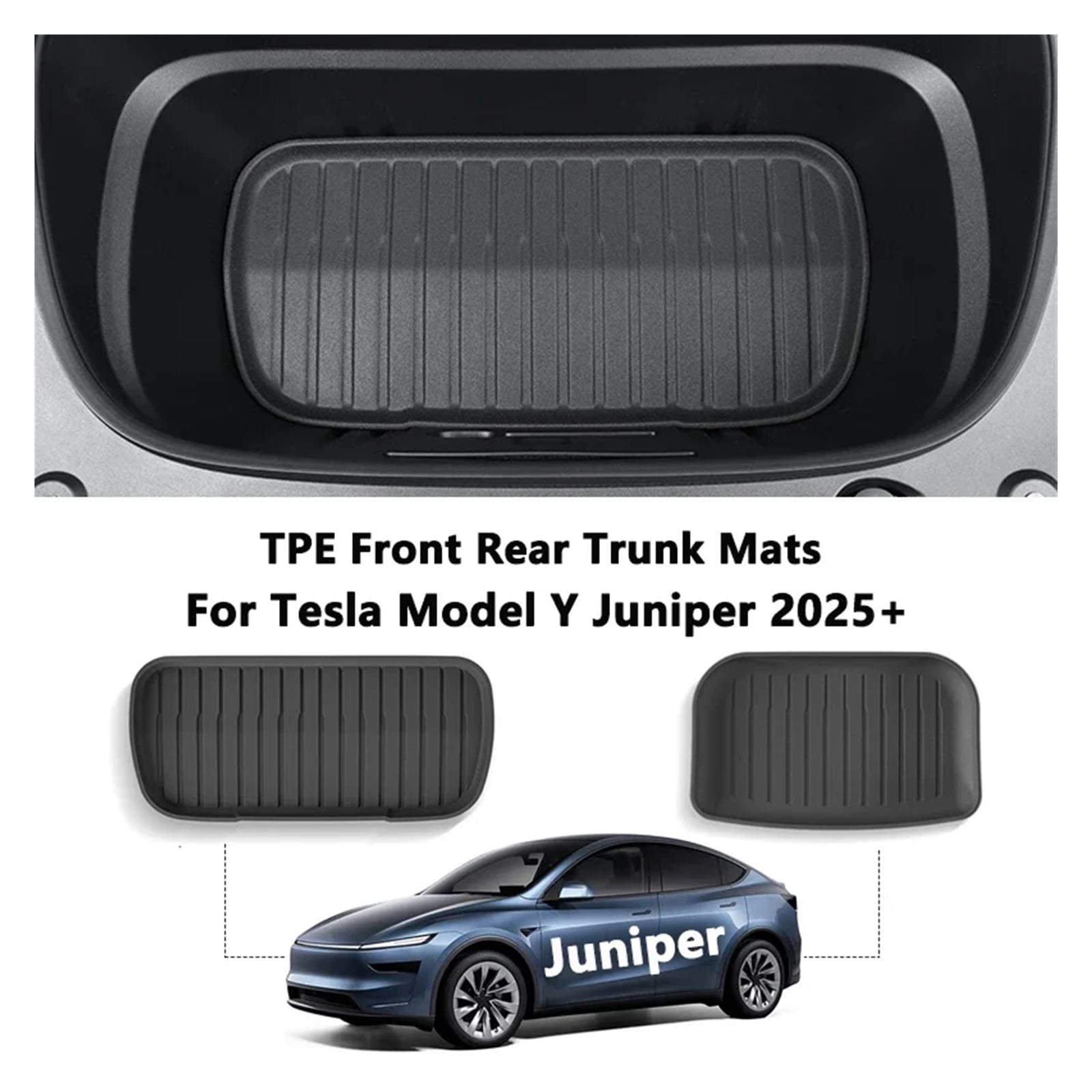 Rear Trunk Mat, Cargo Liner Compatible for Tesla Model Y Juniper 2025 Front TPE Lower Storage Box Pads Protective Cover