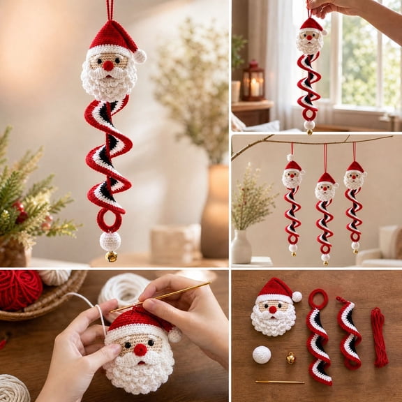 Crochet Christmas Tree DIY Kit for Beginners, Handmade Holiday Tabletop Decor Set with Soft Yarn and Tools, Christmas Craft Kit for Adults and Teens, DIY Gift Making Supplies, Style A