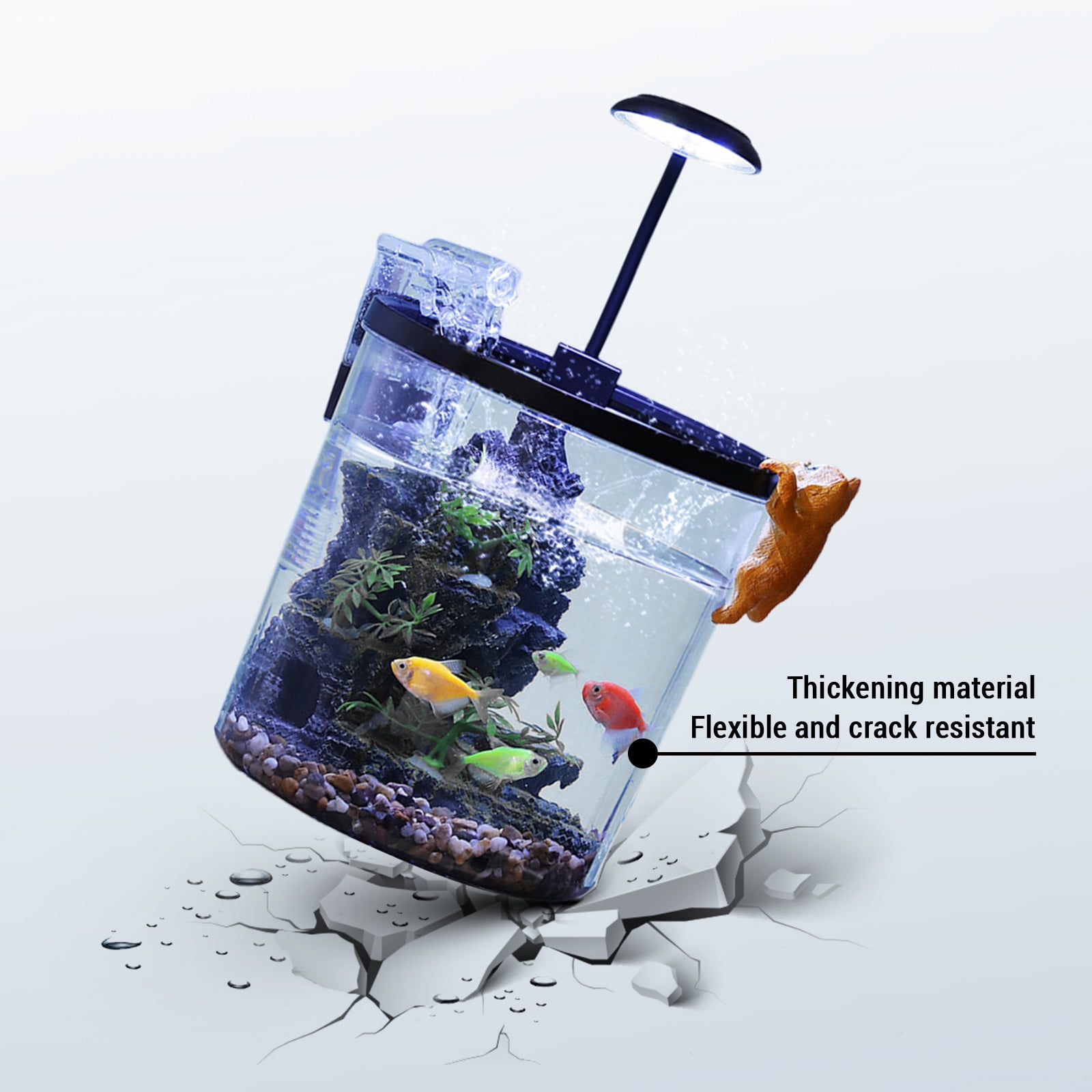 Gaderth 1.5 Gallon Small Fish Tank, Fish Aquarium Starter Kit With Led Light And Filter, Fish Tank Kit For Small Tropical Fish, Guppies, Goldfish, or Betta