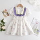 thumbnail image 1 of Ropa de verano para niñas pequeñas, vestido de princesa con volantes y flores de cumpleaños de manga corta para niñas, disfraz con estampado de flores para bebés de 120cm Gao Jinjia LED, 1 of 2