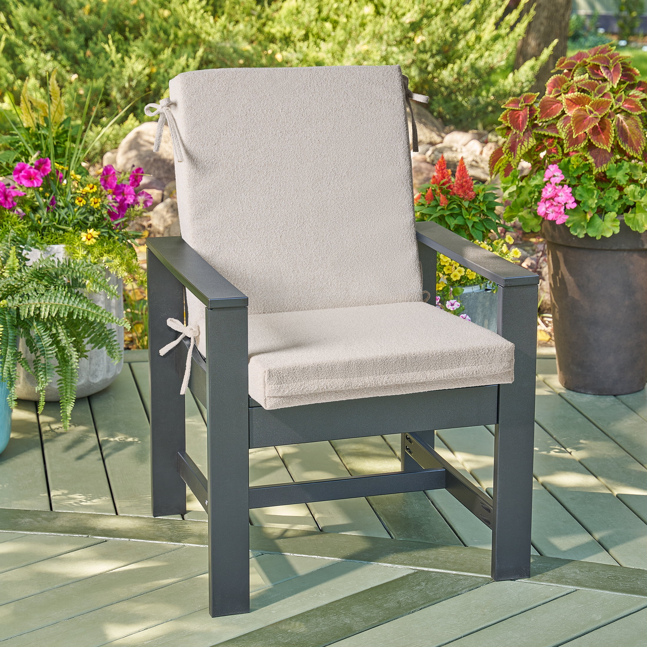 Better Homes & Gardens 44" x 20" Outdoor Chair Seat Cushion, 1-Piece, Cream Boucle