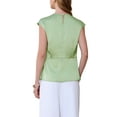 thumbnail image 3 of INSPIRE CHIC Women's Office Sleeveless Crew Neck Pleated Shoulder Satin Blouse S Green, 3 of 5