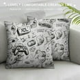 thumbnail image 3 of GOSMITH  Video Games Pillow Cushion Cover Monochrome Sketch Style Gaming Design Racing Monitor Device Gadget Teen 90's, Decorative Square Accent Pillow Case, Black White, 3 of 5