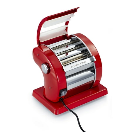Pasta Wheel - Ovente Revolutionary Electric Pasta Maker, 150mm, 90-Watts, 9 Thickness Settings, Stainless Steel, Metallic Red (PA815R)
