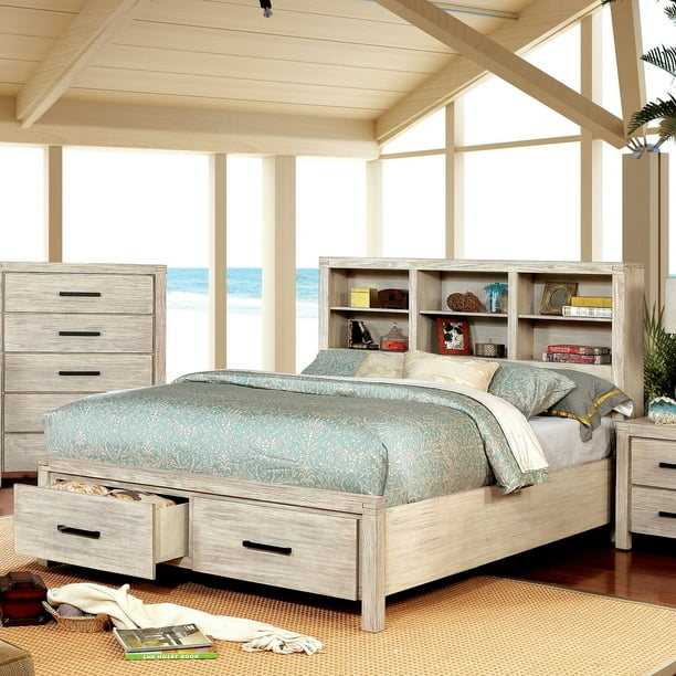 Furniture of America Ghirald Bookcase Bed, California King, White