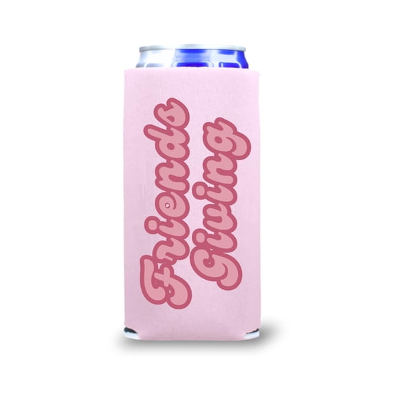 Retro Friendsgiving Skinny Coolers, Thanksgiving Slim Spiked Seltzer Coolies, Friendsgiving Party Favors and Gifts, Thanksgiving Skinny Coolies (Blush)