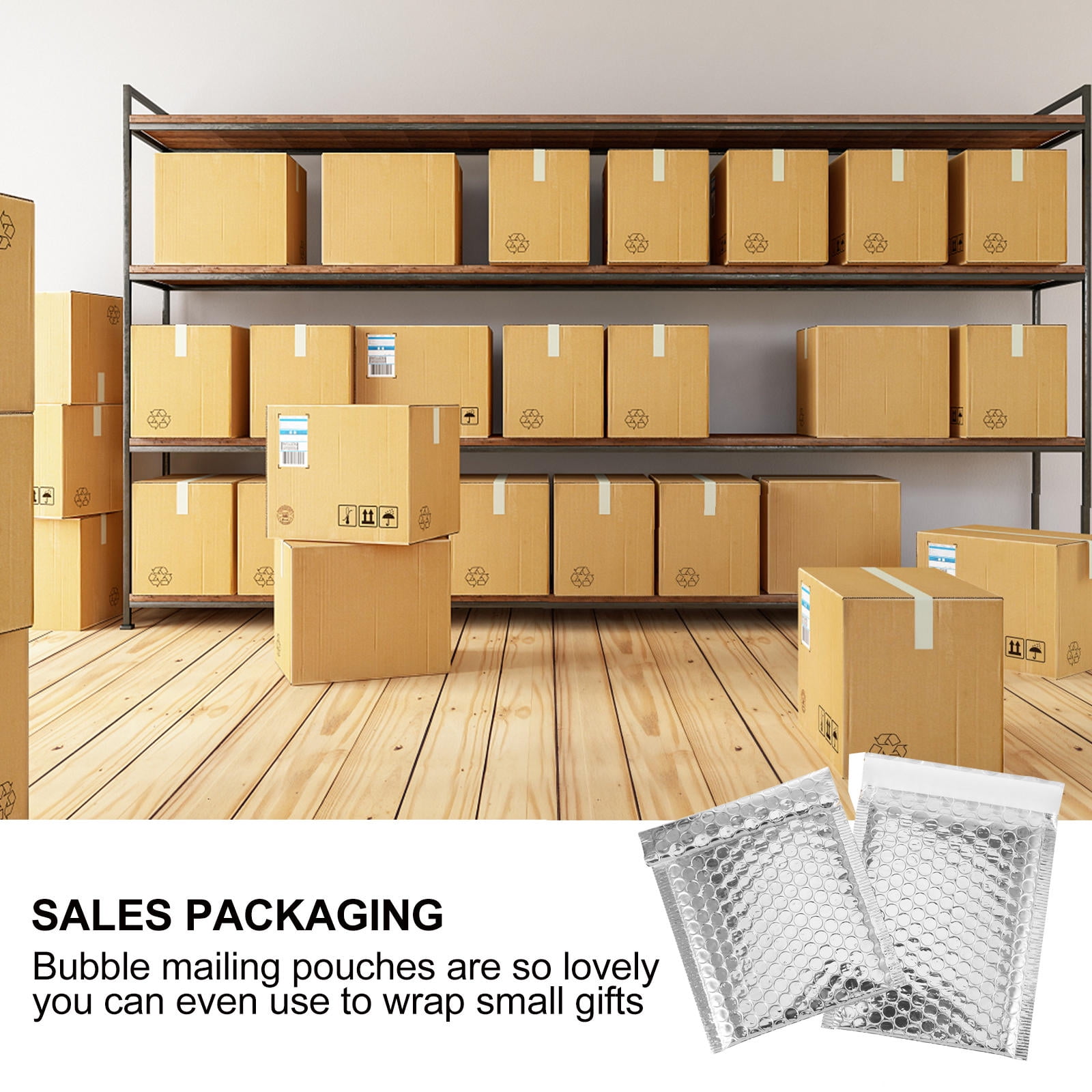 LULULION 100Pcs Self Sealing Bubble Mailers Plated Silver Padded Envelopes for Jewelry Shipping Bags
