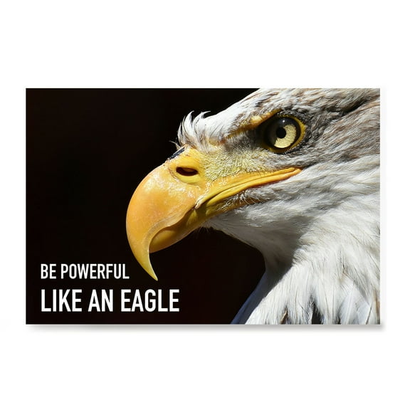 EzPosterPrints - Most Popular Eagle Theme Quote Posters - Power Strength Brave Motivational Quotes Poster Printing - Wall Art Print for Home Office - POWERFUL - 18X12 inches