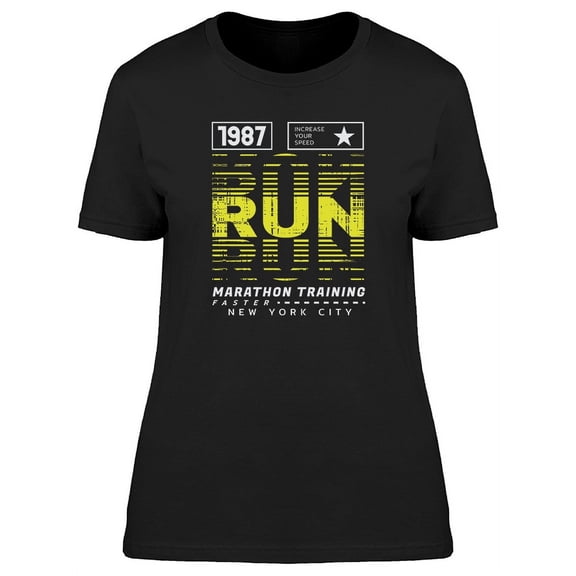 Yellow Marathon Training Graphic T-Shirt Women -Image by Shutterstock, Female 3X-Large