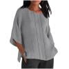 thumbnail image 7 of Gamivast Linen Womens Linen Shirts Loose Fit 3/4 Sleeve Tops Boat Neck Boho Tops Solid Casual Tops Summer Beach Vacation Wear Comfy Outfits, 7 of 7