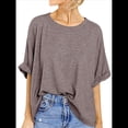 thumbnail image 1 of Camiseta Holgada Informal de Verano de Corta para Mujer. Marrón S, 1 of 8