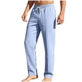 thumbnail image 3 of WIZUTIZ Men Linen Pants 2026 Summer Fashion Straight Leg Elastic Waist Beach Pant Lightweight Vacation Trousers with Pockets, 3 of 4