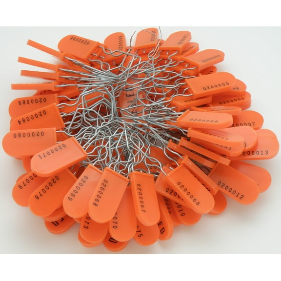 Metal Wire Padlock Security Lockout Tagout Seal Pack of 100 Orange