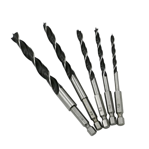 5 Piezas Taladros de Broca de Carpintero Herramientas Broca 4/5/6/8 / 10mm