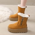 thumbnail image 6 of Miluxas Winter Snow Boots for Women Warm Fleece Lined Ankle Booties Wide Calf Side Zipper Round Toe Boots Faux Suede Platform Booties Comfortable Outdoor Non-Slip Walking Boot Brown 7(39), 6 of 9