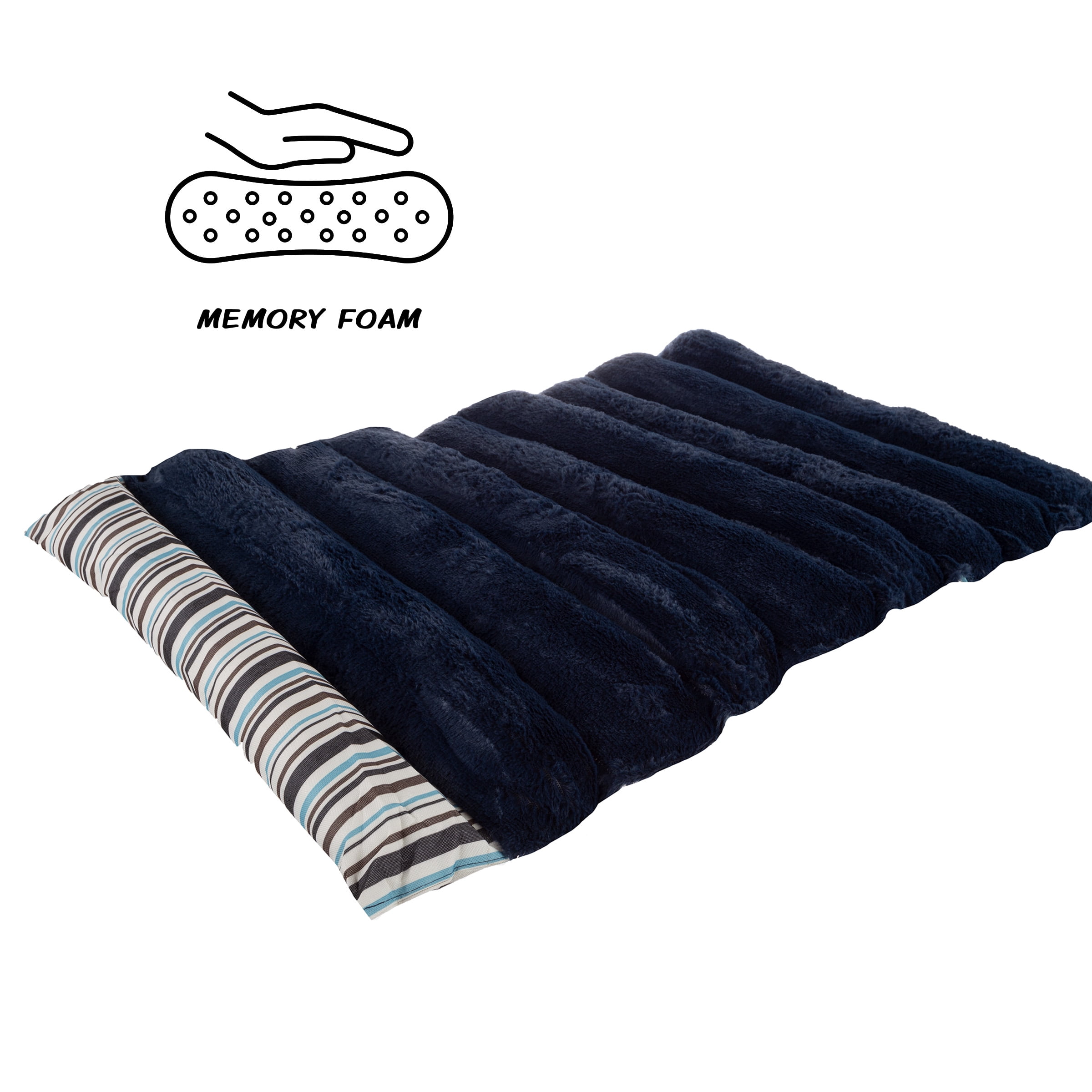 PETMAKER Outdoor Travel Dog Bed 37" x 24" Memory Foam with Carry Handle, Blue Solid