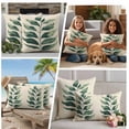 thumbnail image 5 of Green Botanical Outdoor Waterproof Pillow Covers, Tropical Leaves Farmhouse Decorative Square Throw Pillowcase Sofa Cushion Sham for Patio/Couch/Chair, 26"x26" 2 Pack, 5 of 8