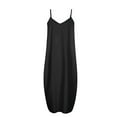 thumbnail image 4 of Robe d'Été Maxi Robe Longue Décontractée Boho Bretelles Sans Manches Smockées Longues Robes de Plage Soleil, 4 of 4