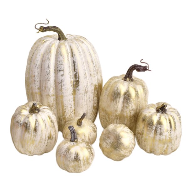 7 Piezas De Calabazas Falsas, Modelo De Bricolaje, Verduras Artificiales Para Tienda De Halloween, Otoño, Oro Blanco