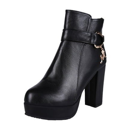

fvwitlyh Ankle Boots for Women Walking Boots for Broken Ankles for Women Retro Boots Heels Zipper Breathable Women s Short Low Boots for Women