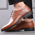 thumbnail image 3 of IUJSOY Mens Classic Dress Oxfords Modern Formal Lace up Shoes Pointed Toe Brown 7.5, 3 of 7