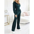 thumbnail image 5 of Women'S Fall Winter Hooded Zip Up Jacket Slim Fit Solid Color Two Piece Set Casual Outfit Green XXXL, 5 of 8