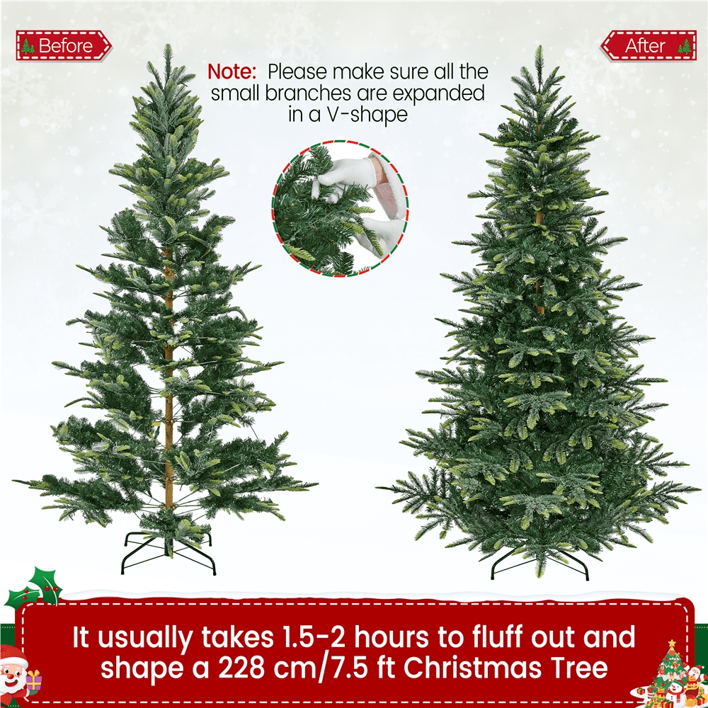 Alden Design 7.5Ft Pre-lit Artificial Christmas Tree with 550 LED Lights, Green