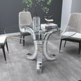 thumbnail image 2 of SHYFOY Modern Glass Rhinestone C-Shape Base Dinner Table, Multicolor, 2 of 8