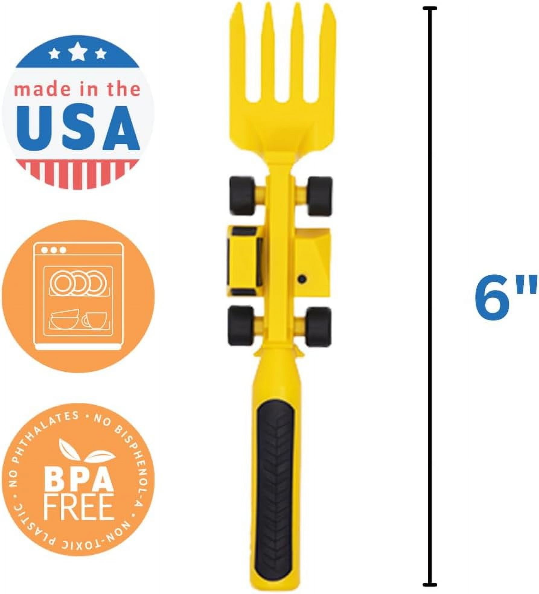 Constructive Eating Set of 3 Construction Utensils - Made in USA - Silverware for Toddlers and Kids - Made With Materials Tested for Safety