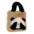 thumbnail image 3 of Bolso de mano de peluche de panda, bolso de hombro, bolso cruzado, bolso tote, estuche, cartera con cadena, caqui, 3 of 9