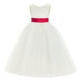 thumbnail image 2 of Ekidsbridal Ivory V-Back Satin Flower Girl Dresses with Pretty Colored Sash for Toddlers Formal Photoshoot Birthday Party Gown 219T 2, 2 of 3