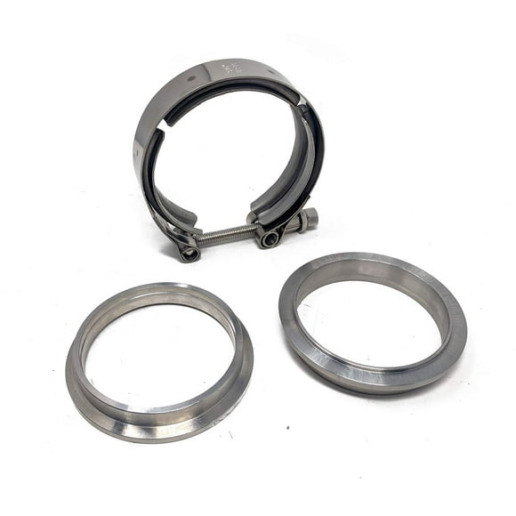 3" V Band Clamp & Interlocking Flange Set, Stainless Steel, Exhaust Clamps