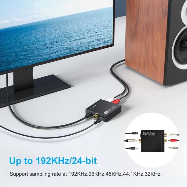 TSV Digital to Analog Audio Converter, 96kHz Optical to RCA