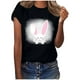 thumbnail image 1 of Camisetas de cuello redondo para mujer del día de Pascua, camisetas con estampado de conejo de Pascua, camisetas de manga corta, blusas Pompotops hkajfhjk462565, 1 of 7