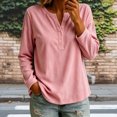 thumbnail image 5 of Levmjia Women's Solid Color V Neck Sweater Long Sleeve Button Detail Loose Fit Casual Knit Pullover Top for Fall Winter, 5 of 8