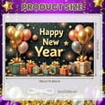 thumbnail image 2 of Gold Balloons Happy New Year Banner Gift Boxes New Year Display Fireworks Design Star Decorations Festive Backdrop for New Year Party Holiday Celebration Indoor Decoration, 2 of 8