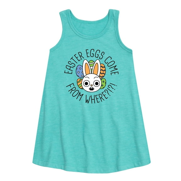 Instant Message - Easter Eggs Come From Where - Toddler & Youth Girls A-line Dress