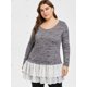 thumbnail image 2 of Camiseta de empalme con dobladillo bajo y estampado de mármol de talla grande Rosegal Sudaderas y sudaderas con capucha, 2 of 5