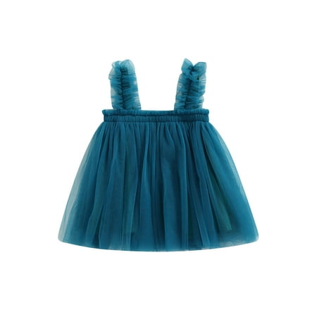 

GXFC Toddler Baby Girl Tulle Dress Sleeveless Solid Layered Tutu Dress White 6M-5T