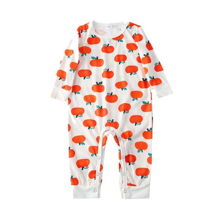 

Canrulo Halloween Family Matching Pajamas Set Adult Kids Baby Pumpkin Tops+Pants Sleepwear Nightwear Set