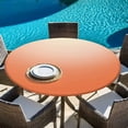 thumbnail image 6 of Orange Ombre Round Tablecloth, Fitted Table Cover with Elastic for 36"-44" Round Tables, Modern Minimalist Gradient Aesthetic Table Cloth Outdoor Indoor Dinning Party Waterproof Tablecloths, 6 of 7