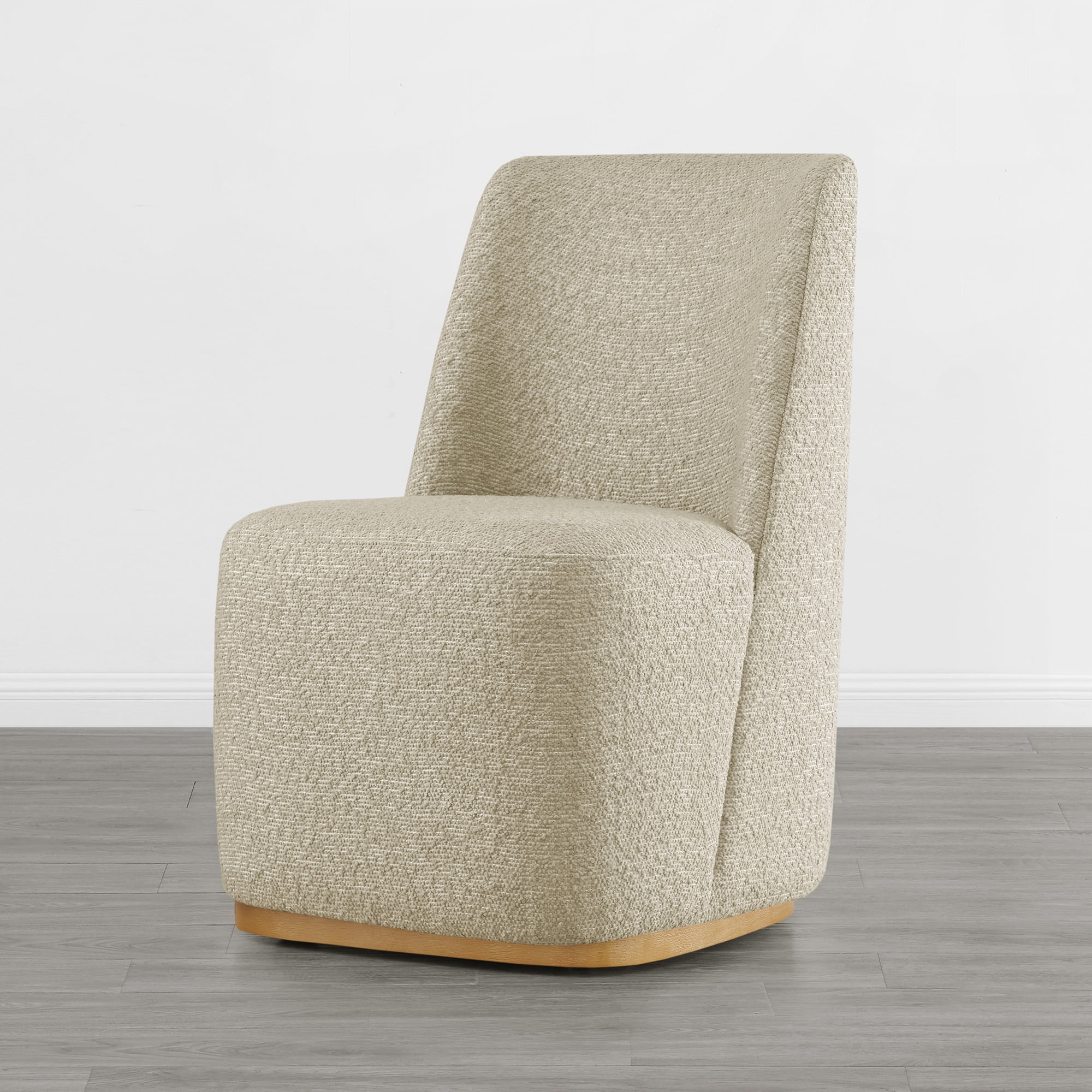 Spruce & Spring Modern Upholstered Dining Chair with Hidden Casters & Wood Base Set of 2, Oatmeal