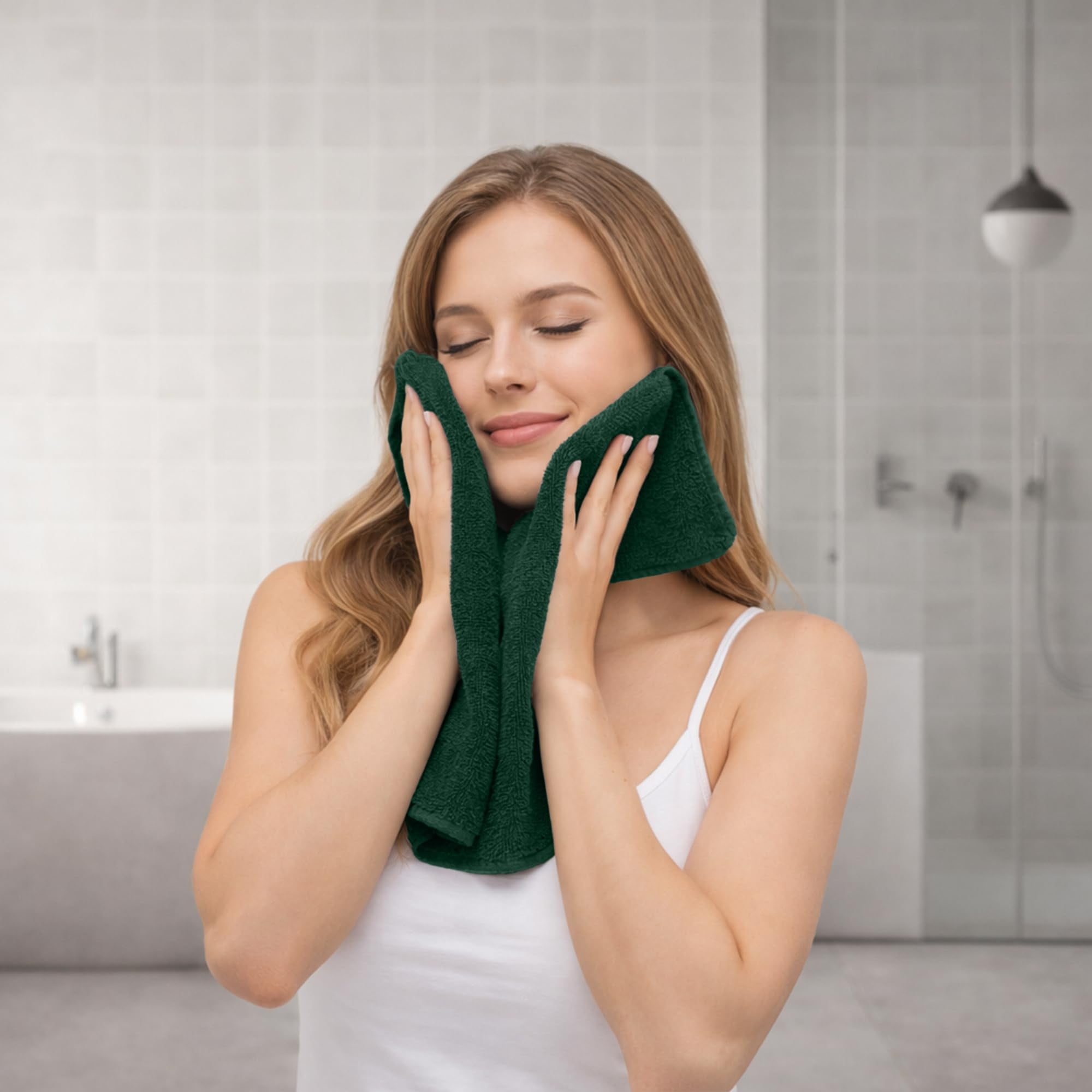 RIVERSIDE 8 Piece Cotton Towel Set 2 Bath 27x54 and 2 Hand Towels 16x28 with 4 Washcloths 12x12 Soft Absorbent - Hunter Green