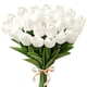 thumbnail image 1 of Xiao Hua Ramo de 8 tulipanes artificiales blancos con tacto real de PU, ideal para decoración del hogar, la oficina, fiestas y bodas., 1 of 5