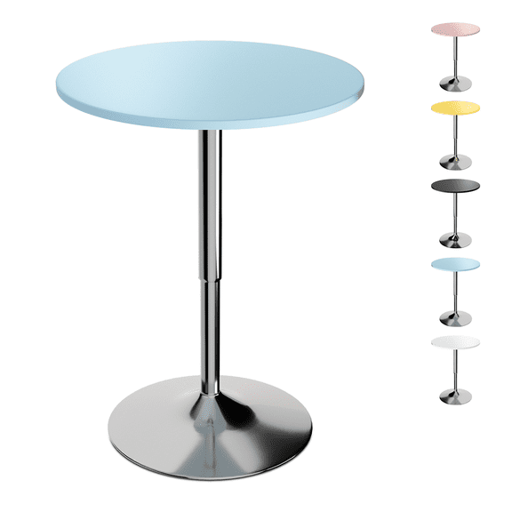 23.5"Round Barstool Adjustable Height Metal Bar Pub Table Counter Bistro, Blue