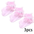 thumbnail image 2 of LYMAYTER 3 Pack Kids Girls Socks Toddler Cute Double Big Ruffled Dress Princess for Socks 1-12Y, 2 of 7