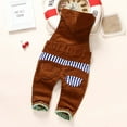thumbnail image 3 of KIDSCOOL SPACE Baby Denim Overall,Hooded Little Kid Jean Jumper, Brown,6-12 Months, 3 of 3
