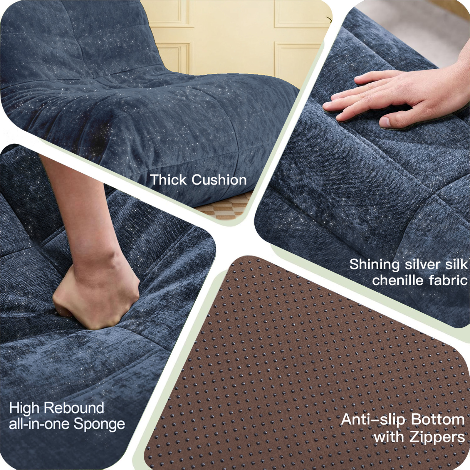 zyoiszvq Bean Bag Chairs with Filling, Memory Foam Lazy Bean Bag Sofa Chair