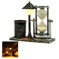 thumbnail image 2 of Inteprter Lámpara organizadora de bolígrafos de reloj de arena, soporte de bolígrafo con temporizador de arena Retro antiguo, adornos decorativos, Iluminación y accesorios astilla blanca Inteprter HA027012-02, 2 of 6