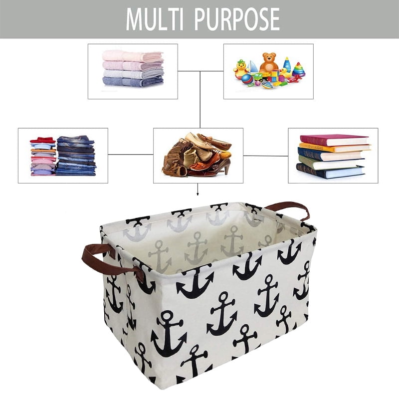 Large Collapsible Storage Baskets With Handles Rectangular Laundry Hamper Waterproof Dirty Clothes Laundry Basket Foldable Bin Storage Basket Organizer For Baby Toy Collection Black Anchor Walmart Com Walmart Com